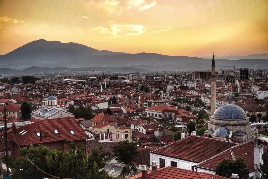 Sunset over the city of Prizren in Kosovo