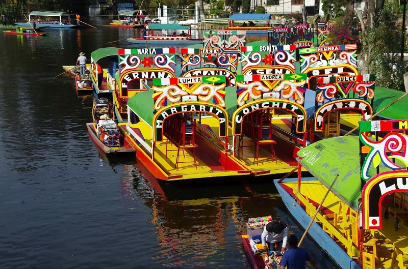 Trajinera boats in Xochimilco