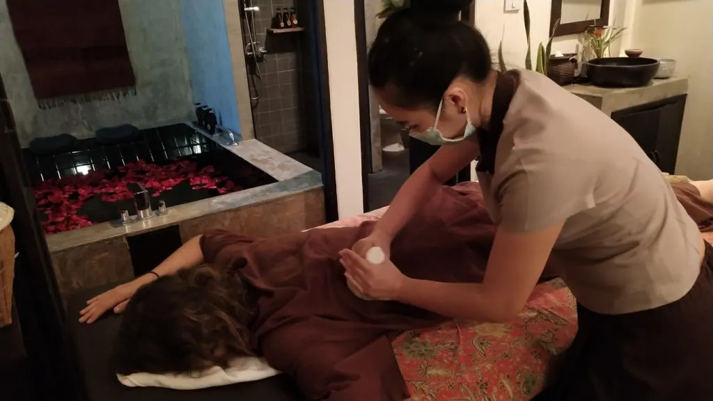 A woman receiving a massage 