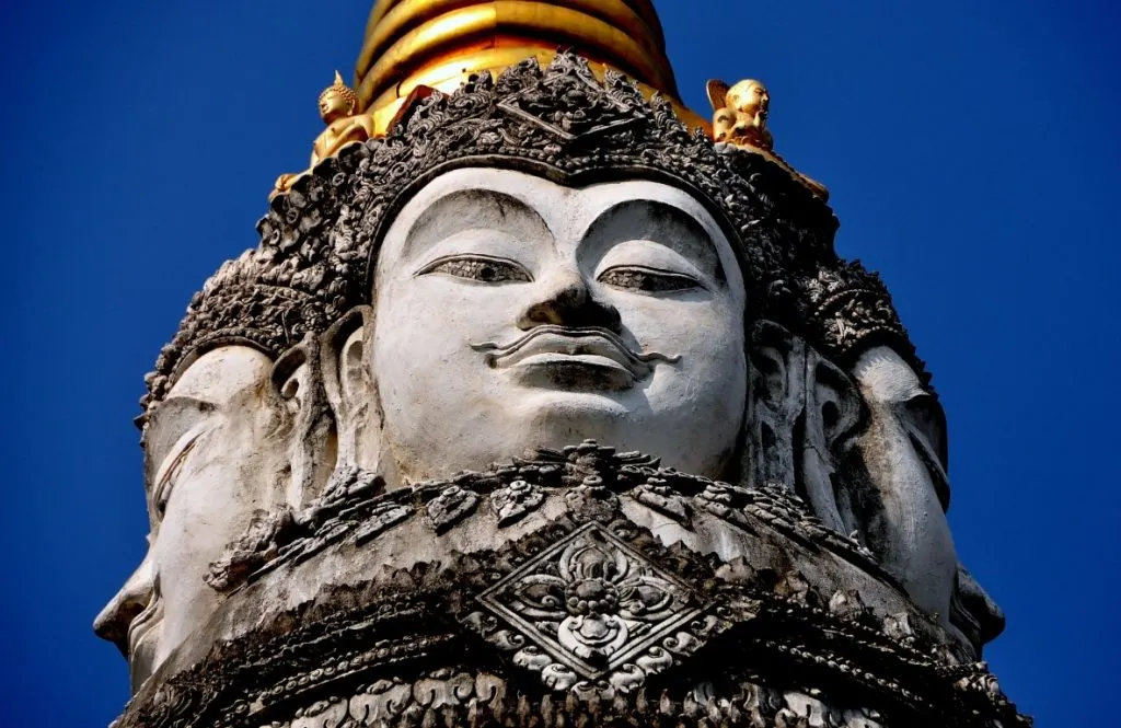 A giant statue of a Buddha face