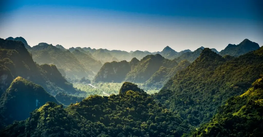 Rocks and mountains of Cat Ba Island in Vietnam