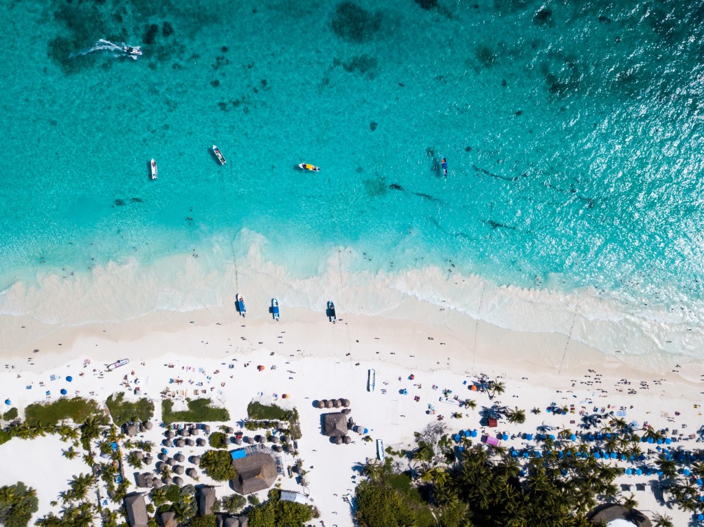 Image of one of the best beaches in Tulum seen from above.