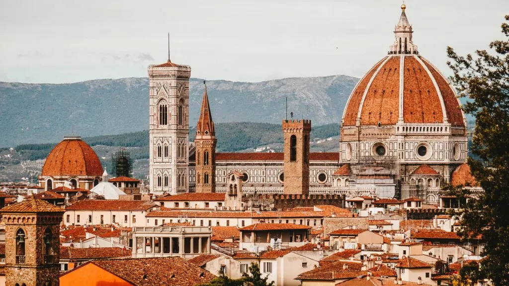 A spectacular skyline image of Florence, with Brunelleschi's Dome and the bell tower standing out