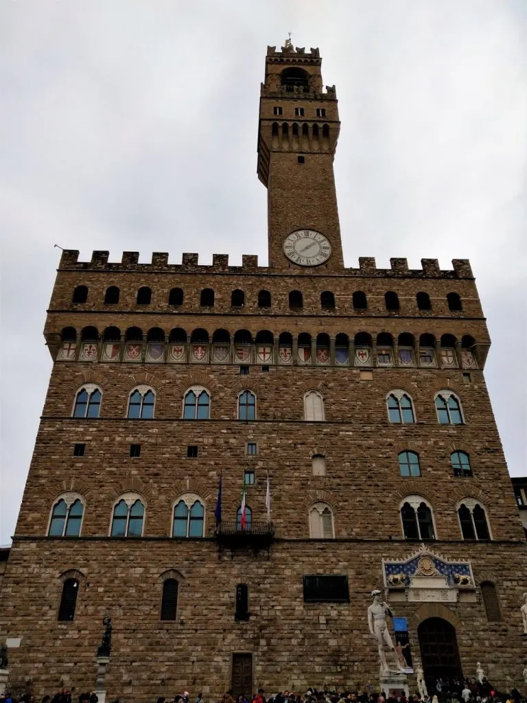 The facade of Palazzo Vecchio, a must-visit on your Florence Itinerary 