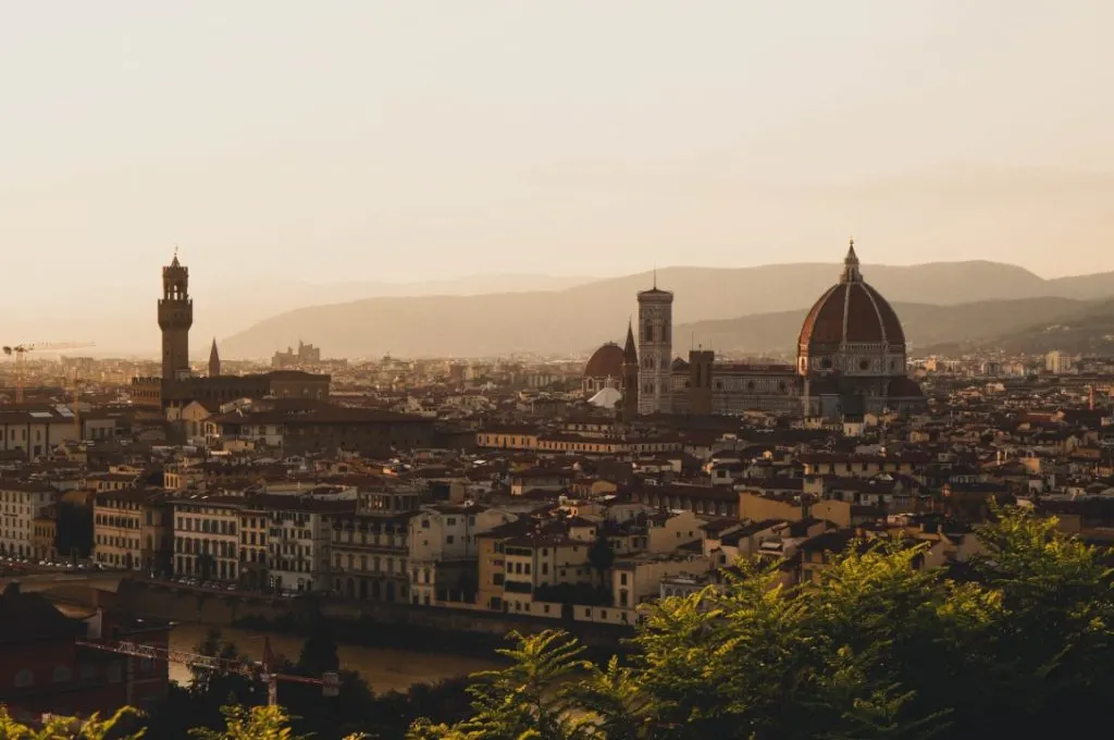 Florence skyline at dusk, seen from Piazzale Michelangelo