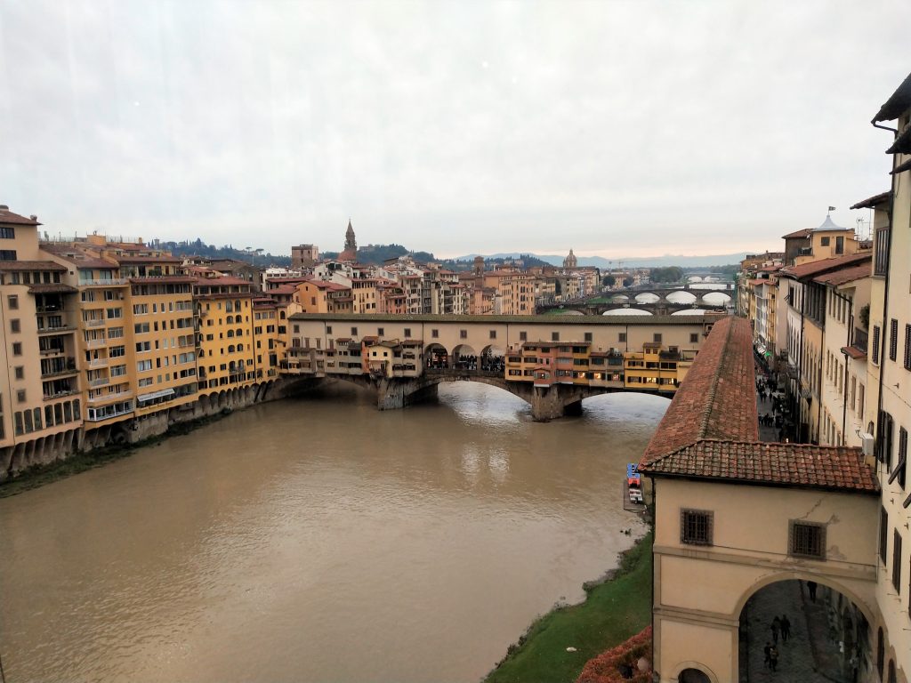 Views of the Arno River and Ponte Vecchio from the Uffizi Gallery 