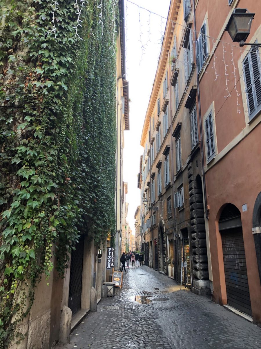 A narrow cobblestone street in Rome