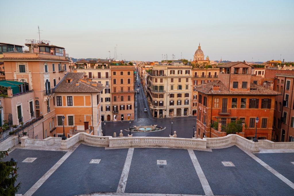 Piazza Trinita del Monte, overlooking Piazza Spagna in Rome 