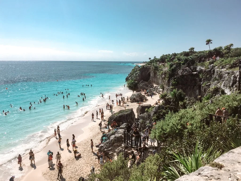 Tulum Ruins beach from above.