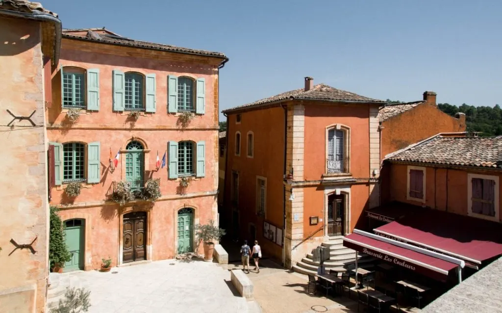 Orange buildings in Roussillon, France