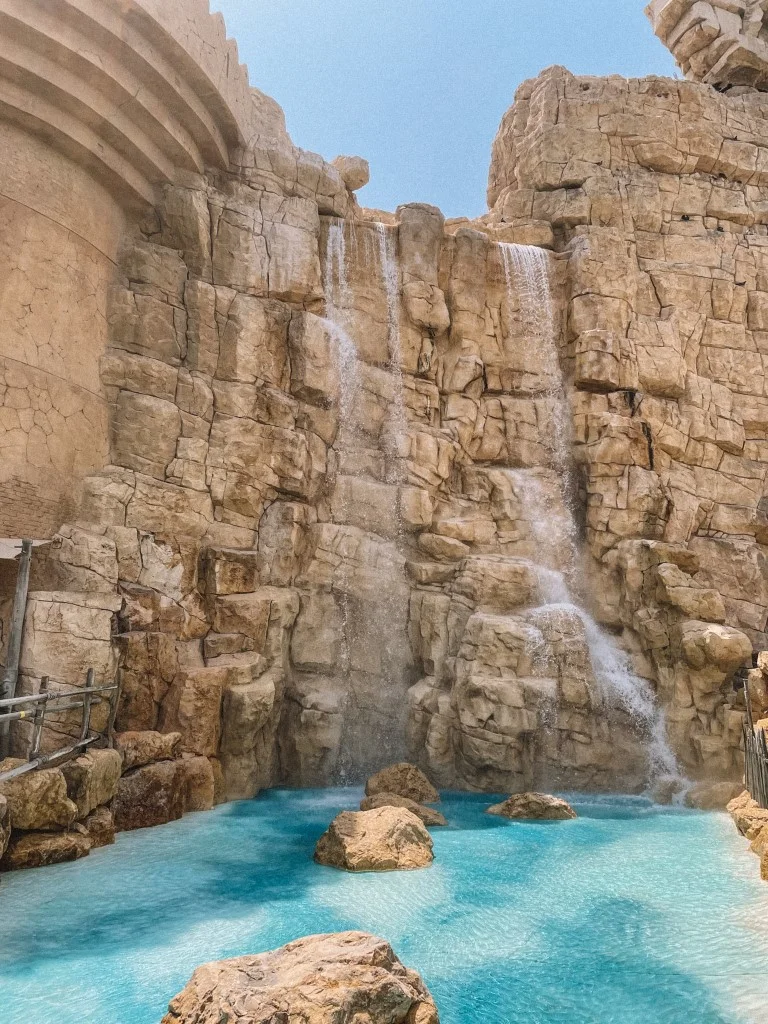 A waterfall inside Wild Wadi waterpark in DUbai 