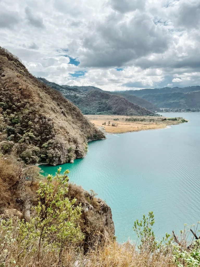 Lake Atitlan seen from a hiking trail 