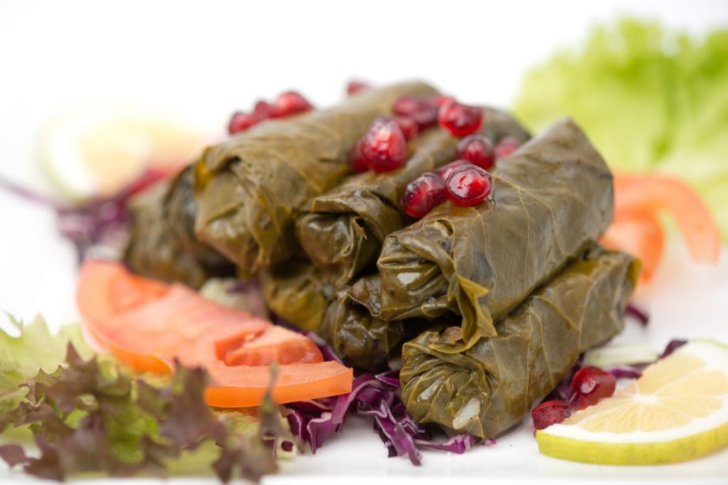 Stuffed vine leaves, a dish called Warak Enab in the Middle East