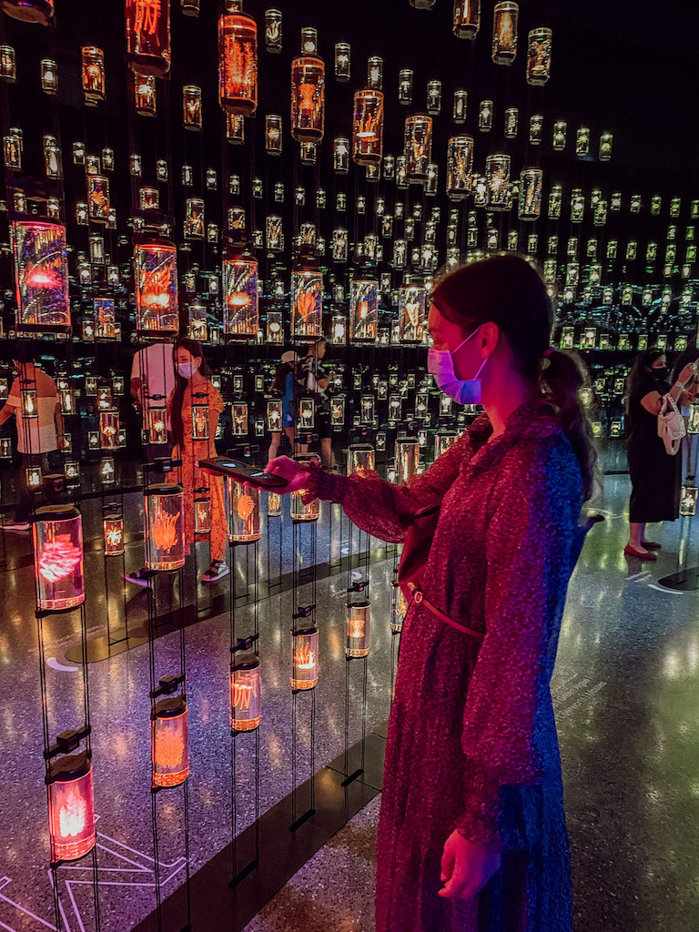 A woman interacting with the displays at Museum of the Future in Dubai