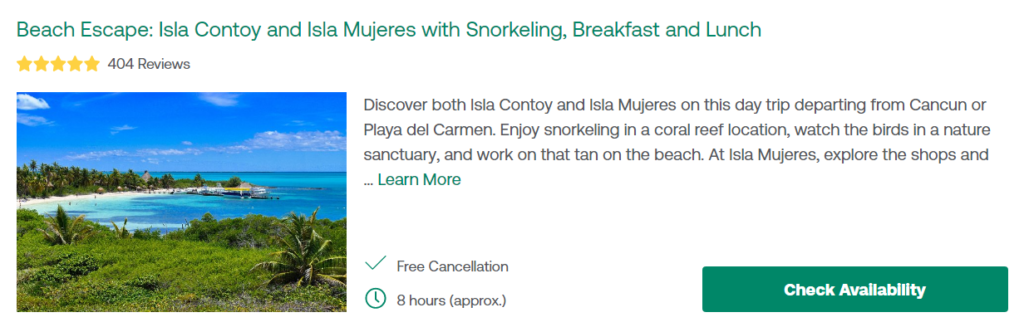 Beach Escape: Isla Contoy and Isla Mujeres with Snorkeling, Breakfast and Lunch 