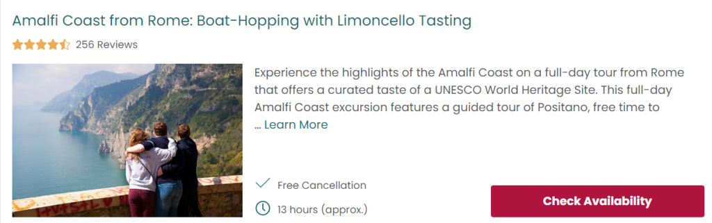 Amalfi Caost from Rome: Boat-Hopping with Limoncello Tasting