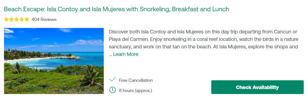 Beach Escape: Isla Contoy and Isla Mujeres with Snorkeling, Breakfast and Lunch