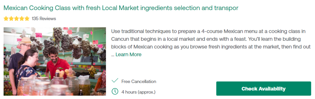 Mexican Cooking Class with fresh Local Market ingredients selection and transport