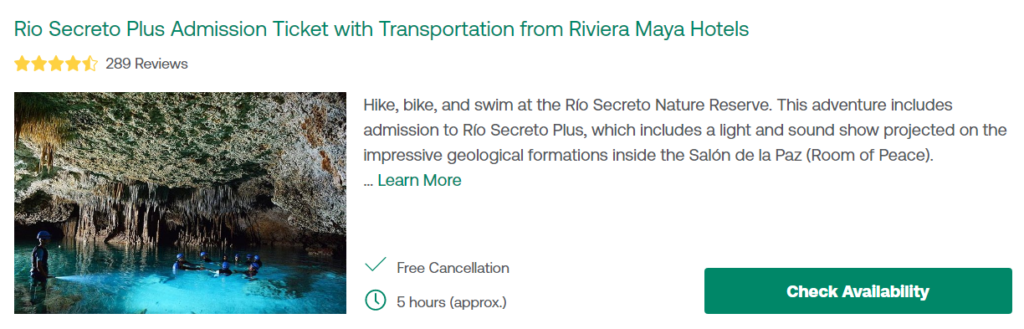 Rio Secreto Plus Admission Ticket with Transportation from Riviera Maya Hotels