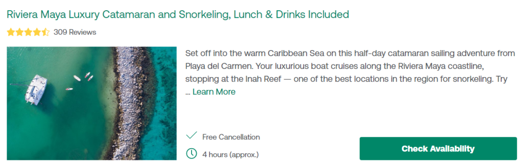 Riviera Maya Lixiry Catamaran and Snorkeling, Lunch & Drinks Included