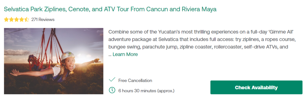 Selvatica Park Ziplines, Cenote, and ATV Tour From Cancun and Riviera Maya