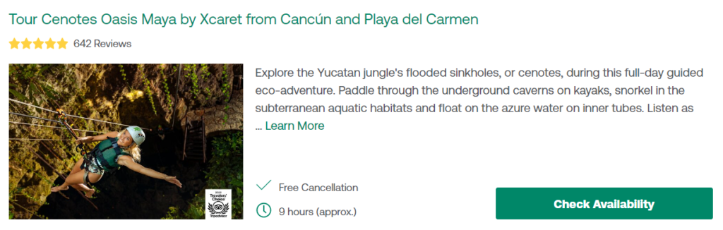 Tour Cenotes Oasis Maya by Xcaret from Cancún and Playa del Carmen