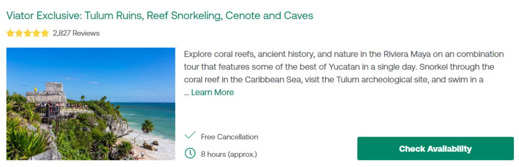 Viator Exclusive: Tulum Ruins, Reef Snorkeling, Cenote and Caves