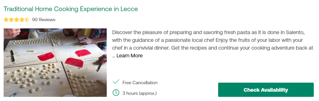 Traditional Home Cooking Experience in Lecce