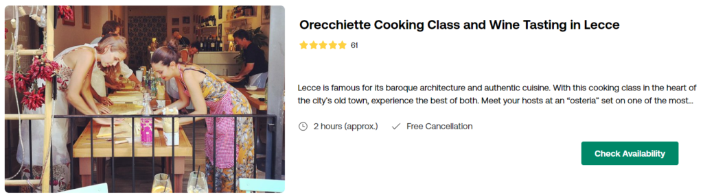 Orecchiette Cooking Class and Wine Tasting in Lecce