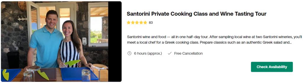 Santorini Private Cooking Class and Wine Tasting Tour