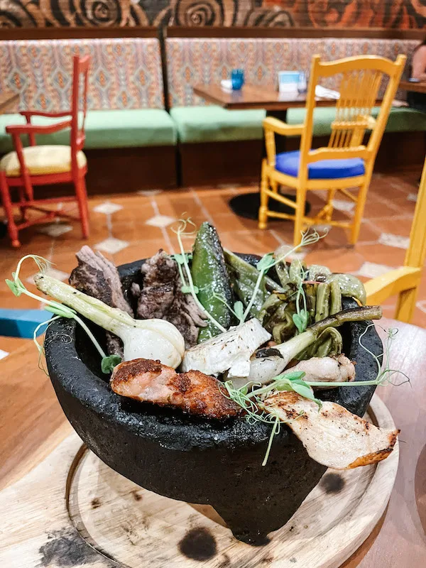 Meat and veggies dish in Mexico.