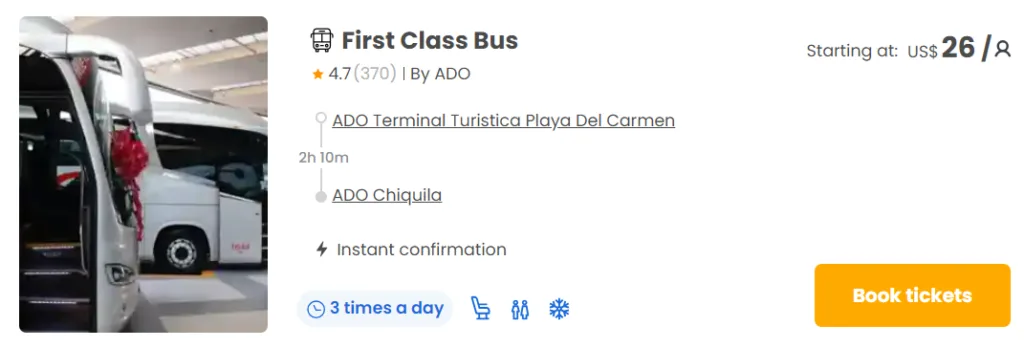 First Class ADO bus to get from Playa del Carmen to Holbox