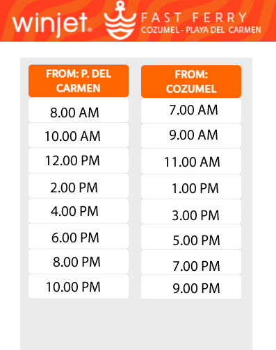 Winjet ferry schedule