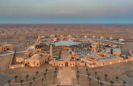 Image of a resort in Dubai Desert, seen from above