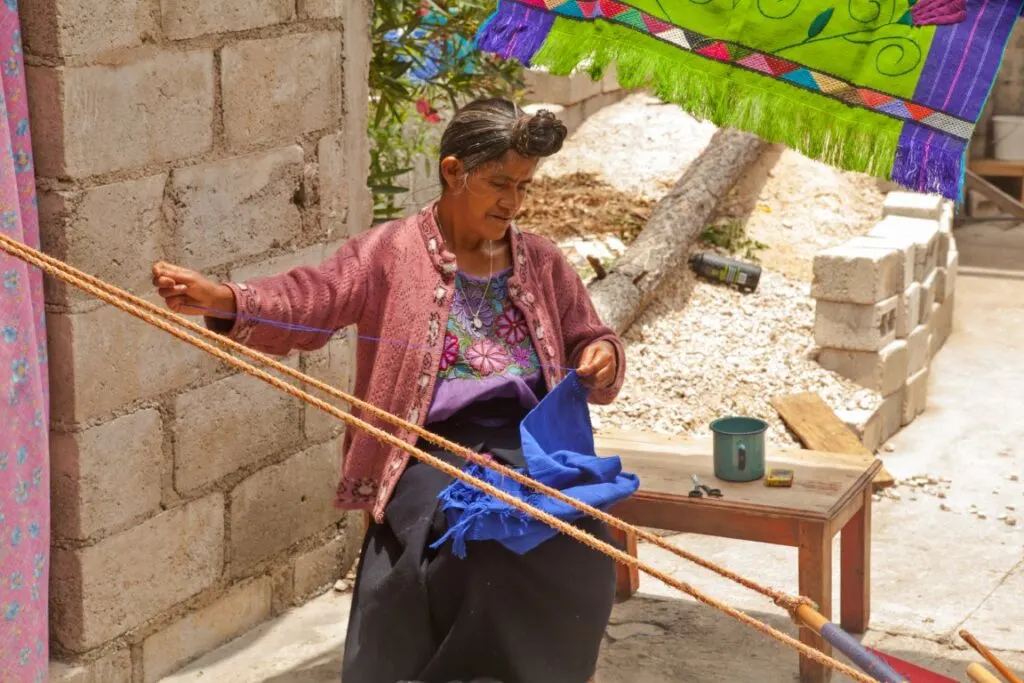 A woman weaving textiles in Zinacantan