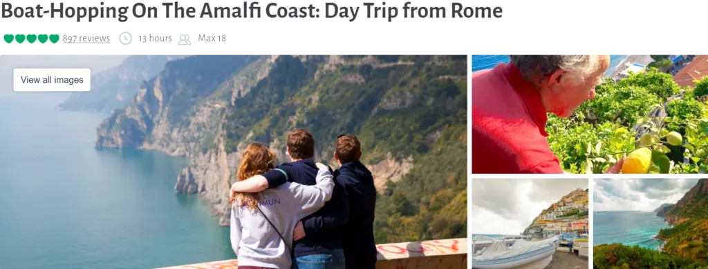 Boat Hopping on the Amalfi Coast: Day Trip from Rome