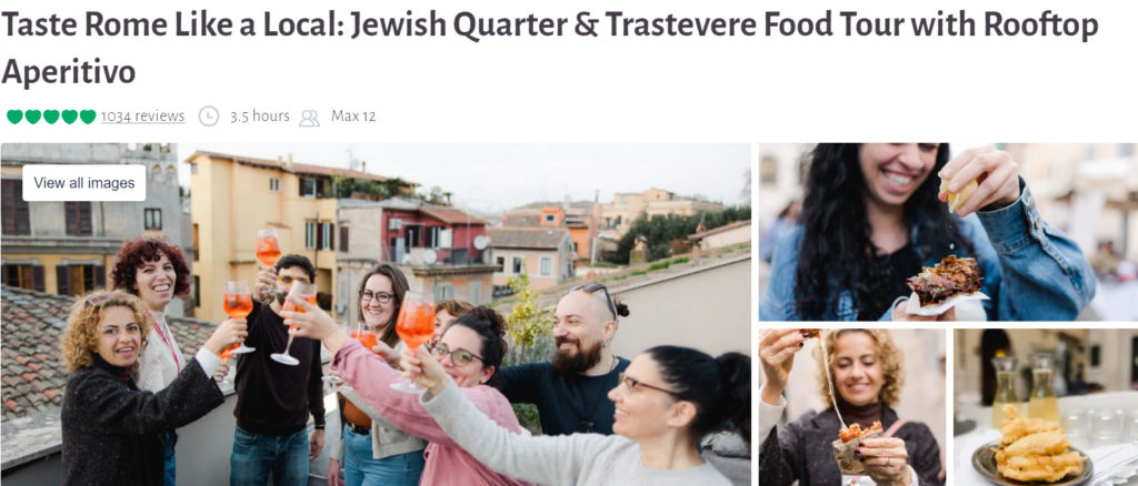 Taste Rome Like a Local: Jewish Quarter & Trastevere Food Tour with Roodtop Aperitivo