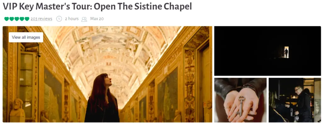 VIP key master's tour: open the sistine chapel