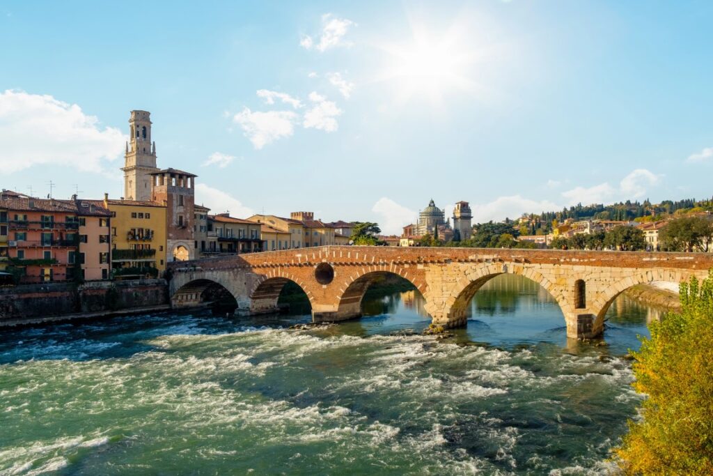 Ponte Pietra Bridge across the Adige River