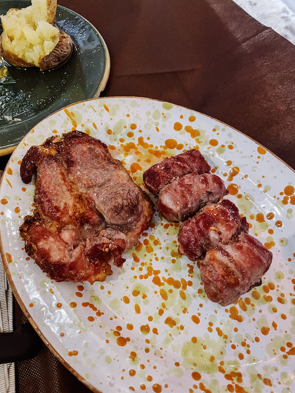 A plate with meat bites