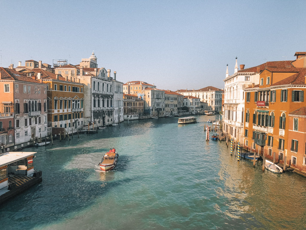 The Grand Canal in Venice, lined by buildings 