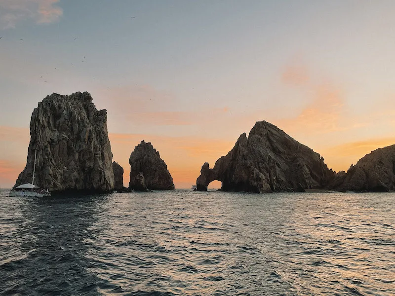 The Cabo San Lucas Arch at sunset time.