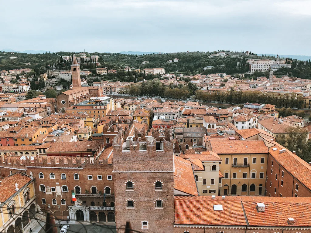 Terracotta rooftops of Verona seen from above