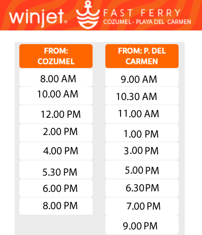 Winjet ferry schedule