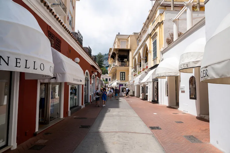 A street lined by shops 