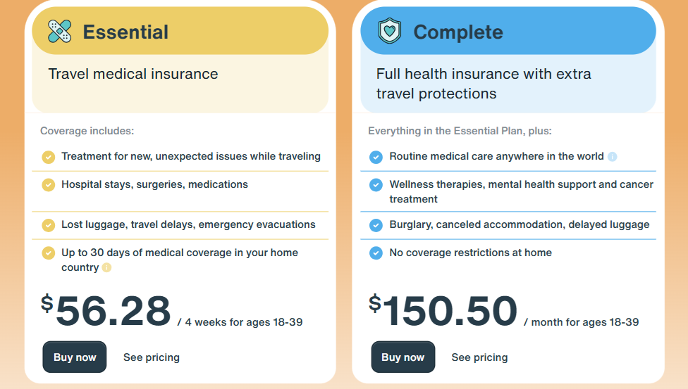 Essential and Complete Insurance plans