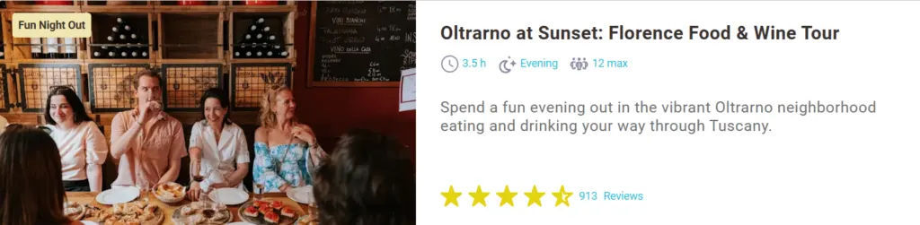 Oltrarno at Sunset Florence Food & Wine Tour